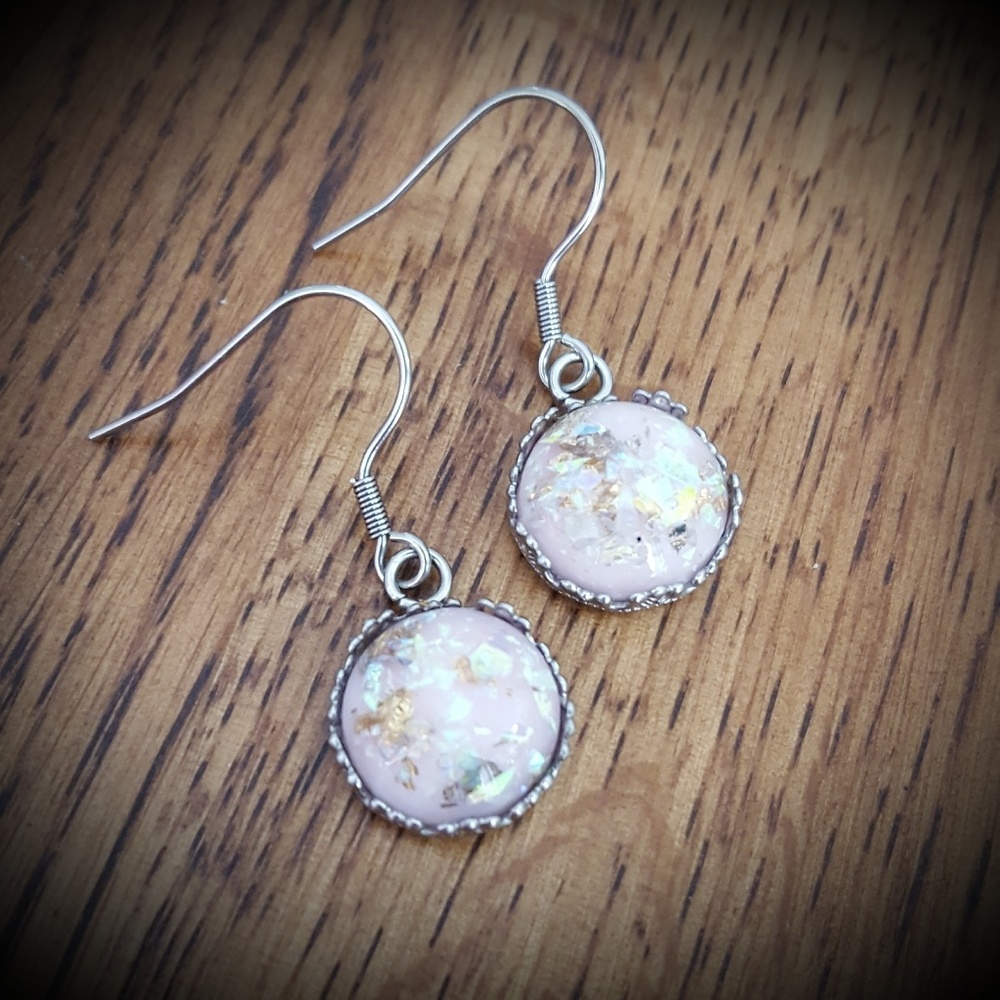 Faux opal earrings (Stainless Steel) - Picture 1 of 1